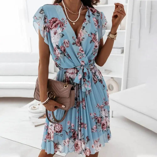 VEIGGARA | Robe de luxe décontractée à fleurs pour femmes