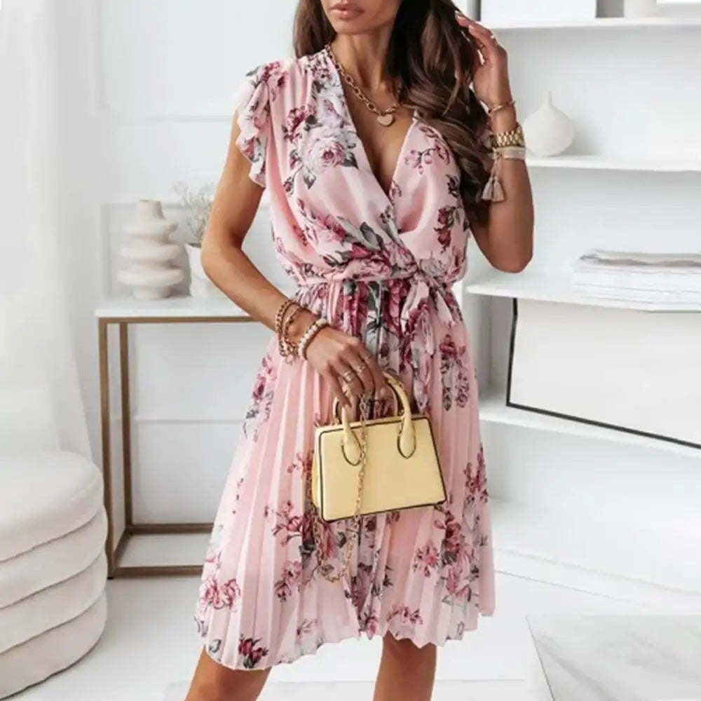 VEIGGARA | Robe de luxe décontractée à fleurs pour femmes