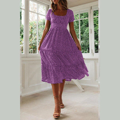 VEIGGARA | Robe florale bohème à manches courtes