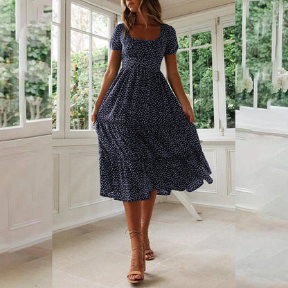 VEIGGARA | Robe florale bohème à manches courtes