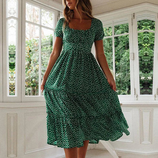 VEIGGARA | Robe florale bohème à manches courtes