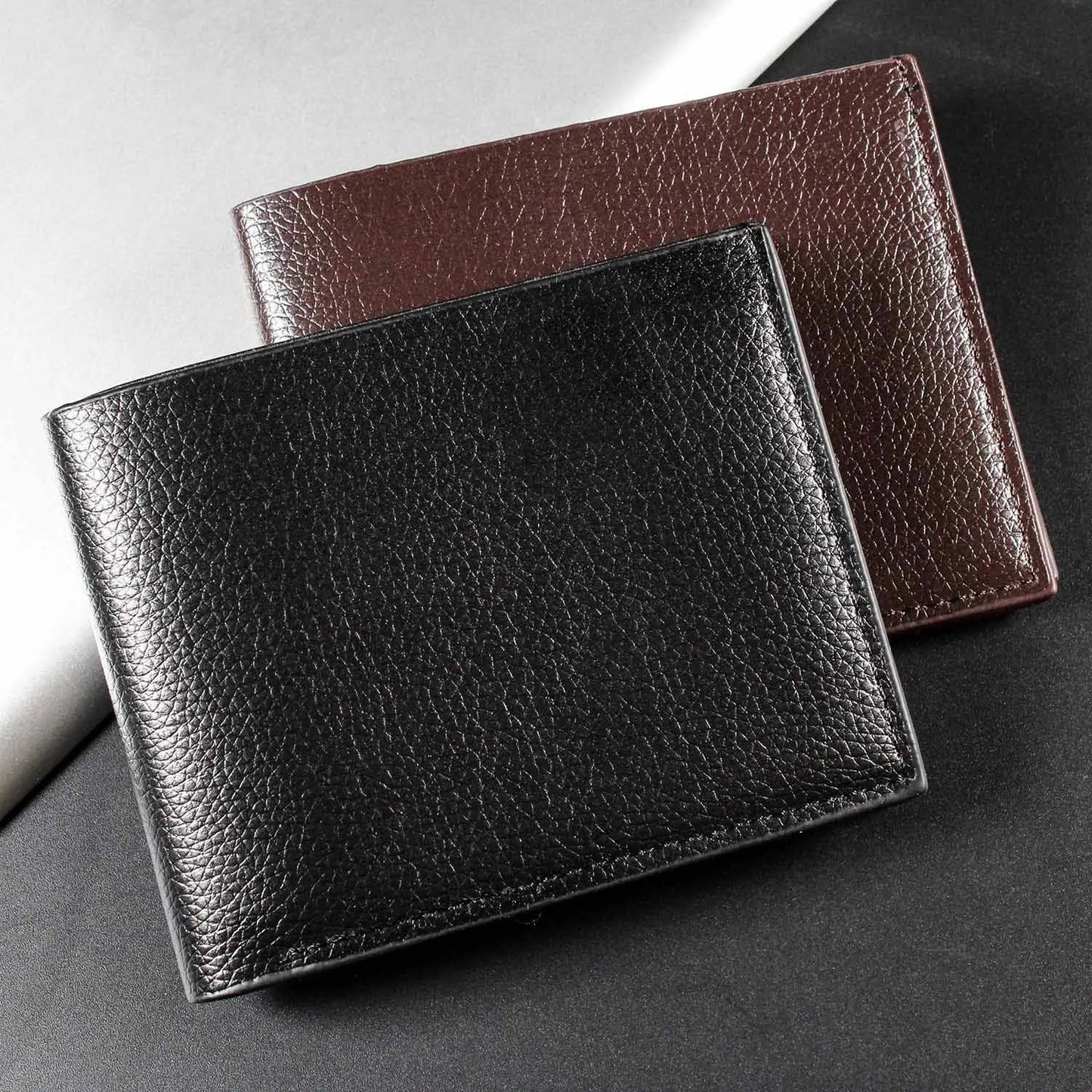 VEIGGARA | Portefeuilles étroits et courts en cuir de pu pour hommes