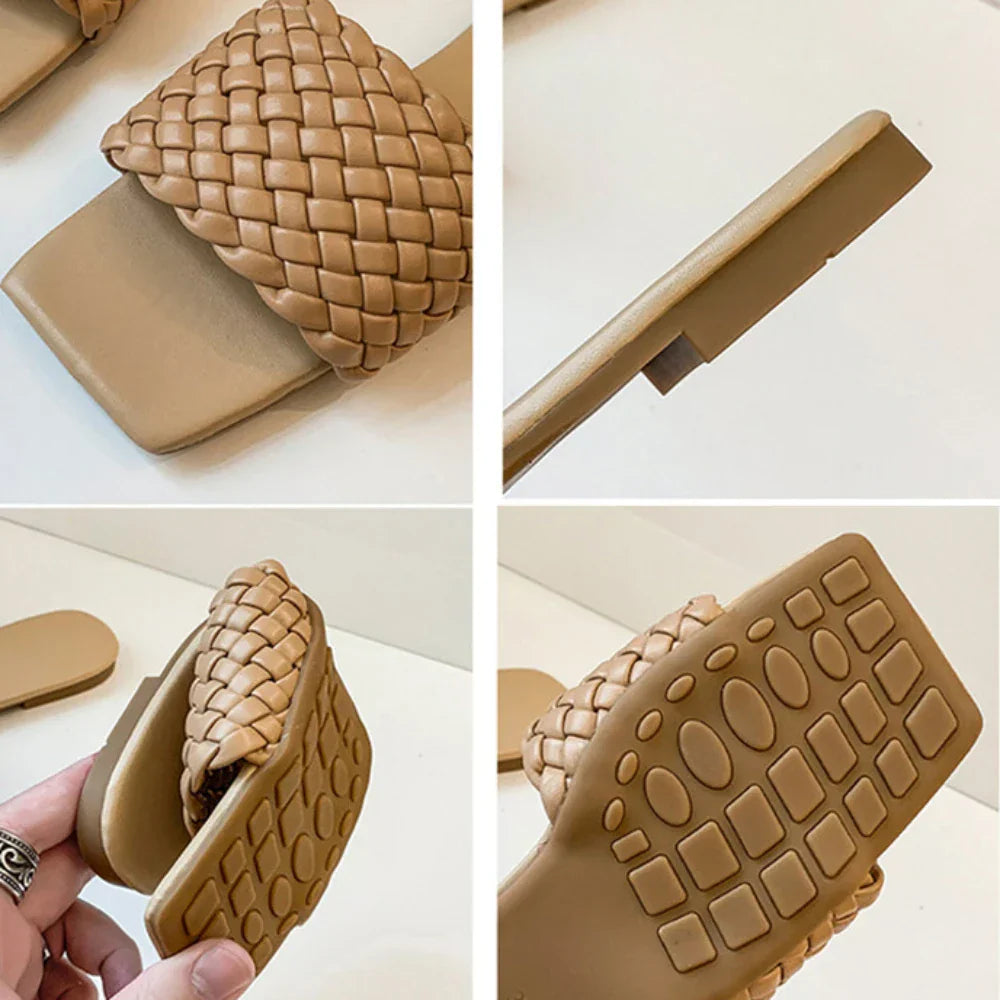 VEIGGARA | Pantoufles pour femmes, design tressé. Élégantes et décontractées.