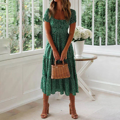 VEIGGARA | Robe florale bohème à manches courtes