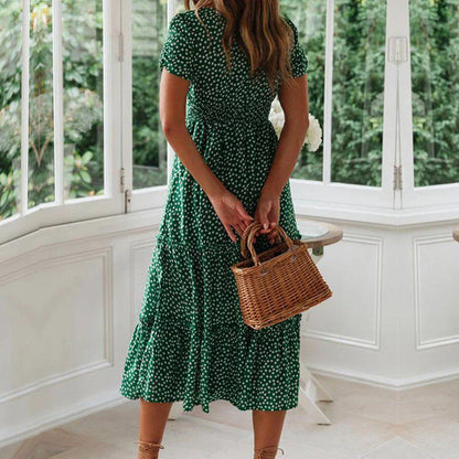 VEIGGARA | Robe florale bohème à manches courtes
