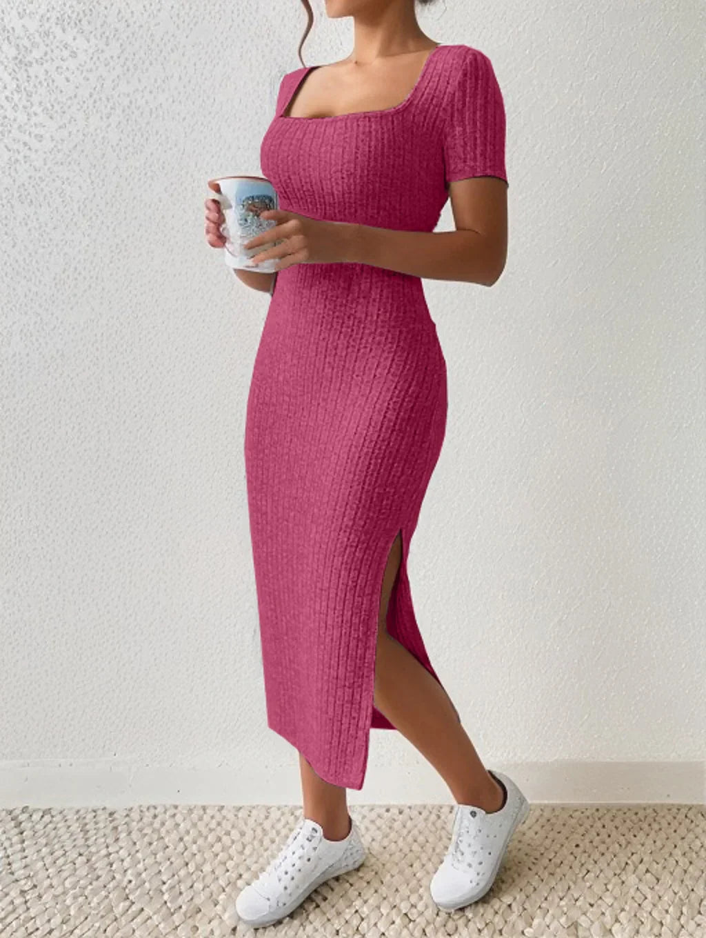VEIGGARA | Robe tricotée pour femmes avec fente