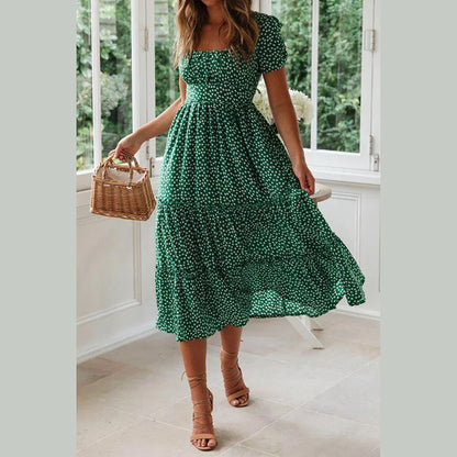 VEIGGARA | Robe florale bohème à manches courtes
