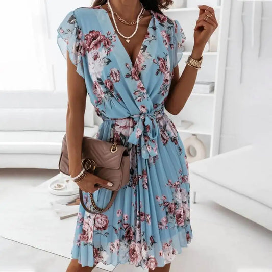 VEIGGARA | Robe de luxe décontractée à fleurs pour femmes