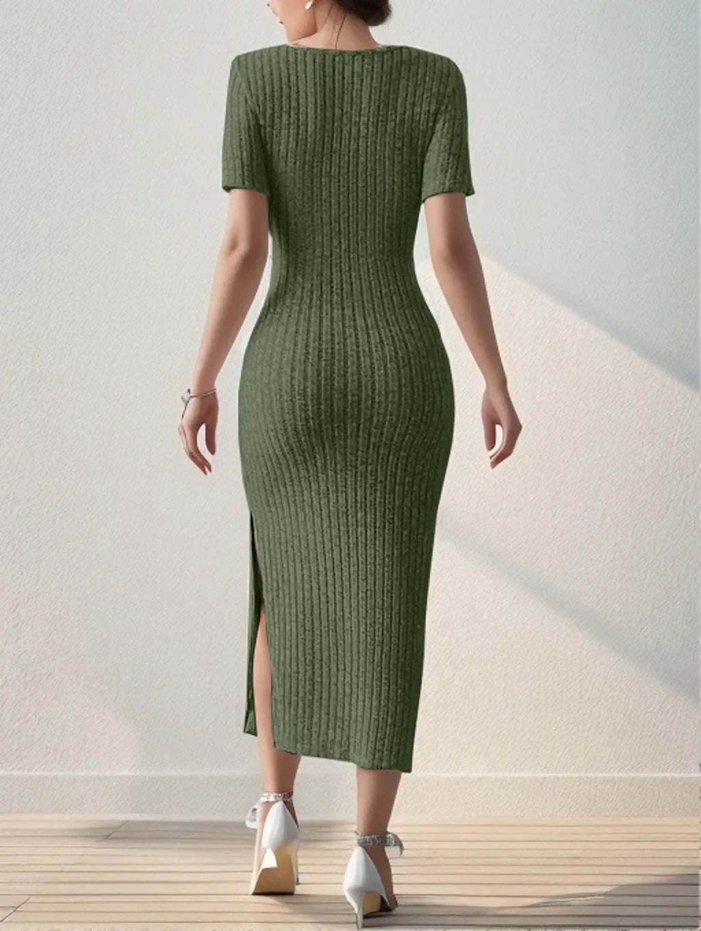 VEIGGARA | Robe tricotée pour femmes avec fente