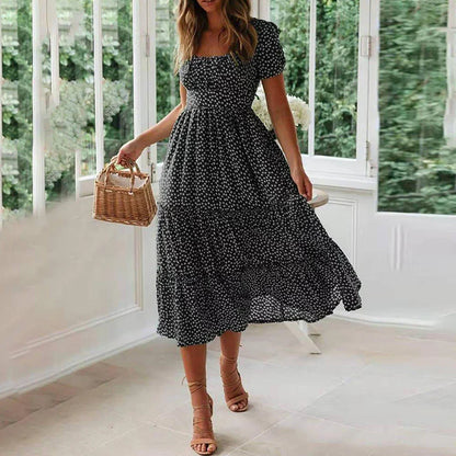 VEIGGARA | Robe florale bohème à manches courtes
